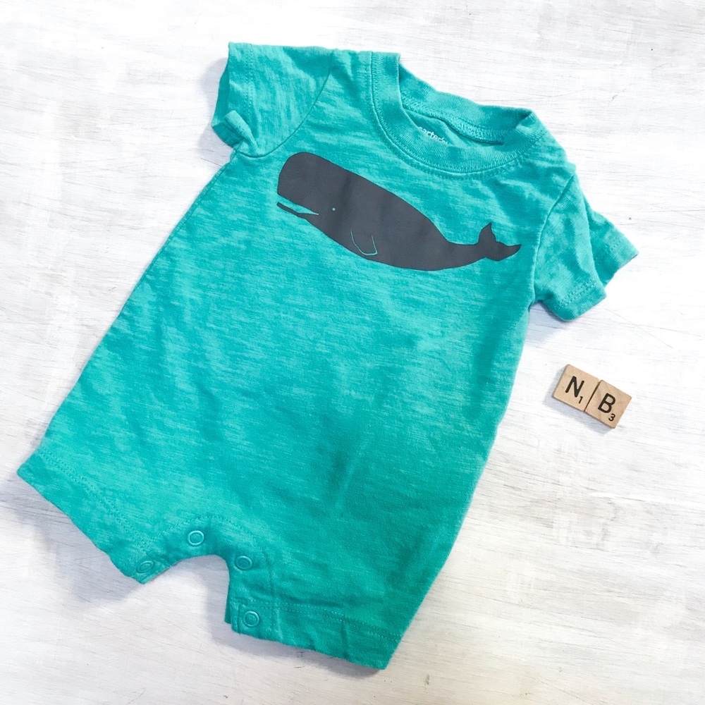 Teal Whale Romper Onesie | Newborn